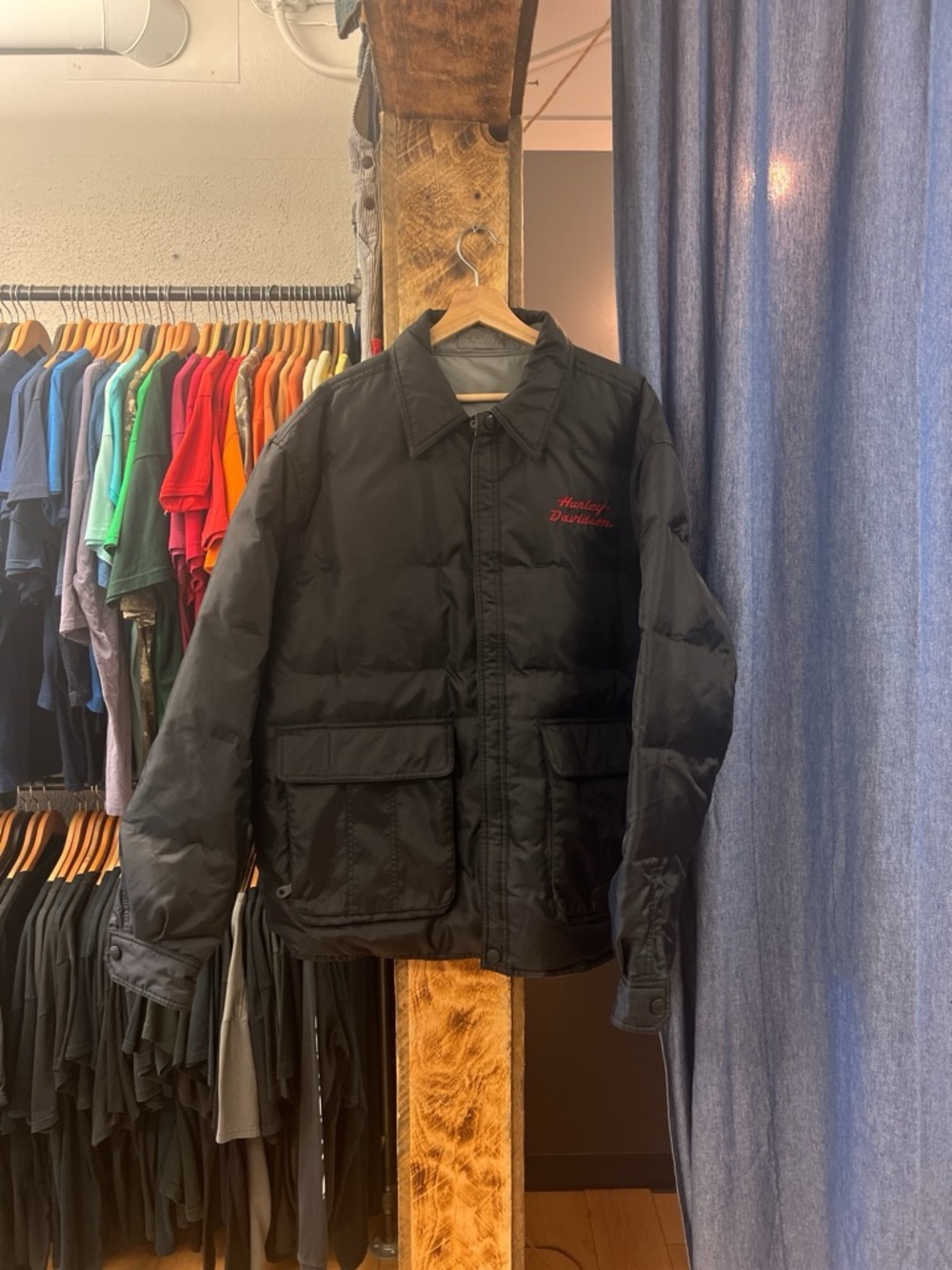 Vintage Harley Davidson Black Puffer Jacket